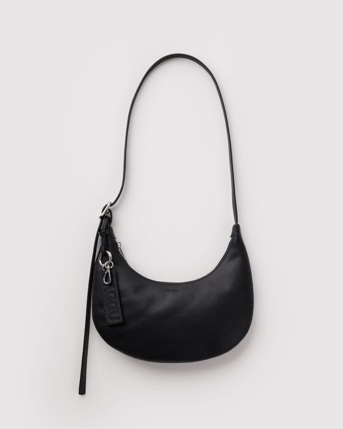 Small Recycled Leather Flat Crescent N6 - Black / OS