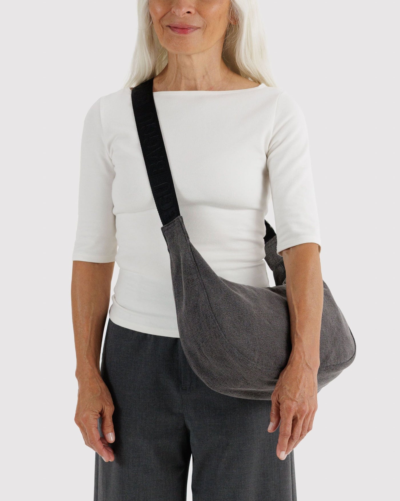 Medium Denim Crescent Bag S7
