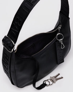 Small Recycled Leather Crescent Bag Z1